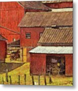 278 Architecture Abstract Art Amish Farm Red Barns, Holmes County, Ohio #278 Metal Print