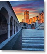 Assisi, San Francesco Basilica Sunset Metal Print
