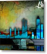 Barcelona Spain Skyline Watercolor #3 Metal Print