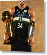 Bill Russell And Giannis Antetokounmpo Metal Print