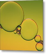 Bright Abstract, Yellow Background With Flying Bubbles Metal Print