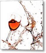 Broken Wine Glasses With Wine Splashes On A White Background Metal Print