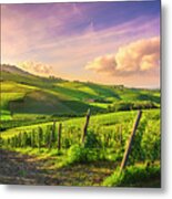 Langhe Vineyards View, Barolo And La Morra, Piedmont, Italy Euro Metal Print