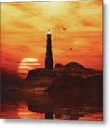 Lighthouse With A Sunset #3 Metal Print