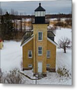 Ontonagon Michigan Lighthouse Along Lake Superior In Winter #3 Metal Print