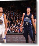 Stephen Curry And Seth Curry Metal Print