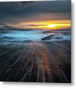 Sunrise On Diamond Beach, Southeast Iceland. Metal Print