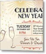 New Year's Eve Party Invitation Template #4 Metal Print