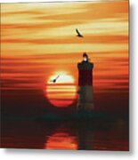 Pierres Noires Lighthouse With A Sunset #4 Metal Print