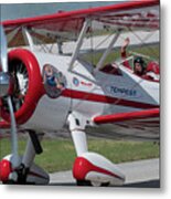 Red And White Airplane Metal Print
