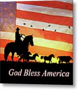 4th Of July Country Western Cowboy God Bless America Metal Print