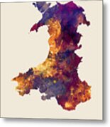 Wales Watercolor Map #5 Metal Print