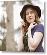 Beautiful Young Woman In The Woods #7 Metal Print