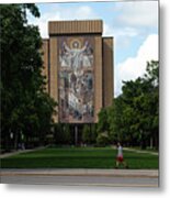 Wide View Of Touchdown Jesus World Of Life Mural  University Of Notre Dame Metal Print