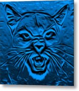 A Cougar's Growl Blue Metal Print
