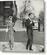 A Couple Mailing A Letter In New York City Metal Print