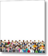 A Crowd Of People On A White Background Metal Print