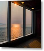 A Cruise Ship Window Sunset Metal Print