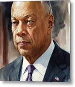 A Guardian Of The Nation - A Watercolor Portrait Of Jeh Johnson Metal Print