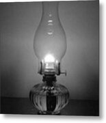 A Lamp Burning Midnight Oil Black And White Kn61 Metal Print