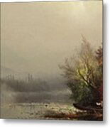 A Misty Mountain Lake By Arthur Parton Metal Print