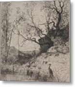 A Pond 1867 Adolphe Appian French 1818 To 1898 Metal Print