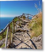 A Rocky Trail Above An Azure Sea Metal Print
