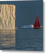 A Sailboat And An Ice Wall Metal Print