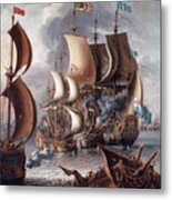 A Sea Fight With Barbary Corsair Metal Print