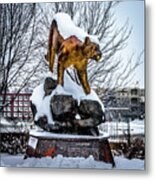 A Snowy Cougar Metal Print