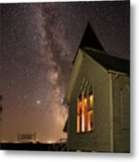 Abandoned But Not Forgotten - Antiochia Lutheran Nighscape #2 With Milky Way Metal Print
