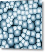 Abstract Blue Bubbles Metal Print