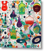 Abstract Bottles Music Bar Beverages Contemporary Art Metal Print