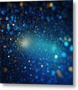 Abstract Bright Glitter Blue Background Out Of Focus.3 D Render. Metal Print