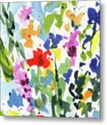 Abstract Burst Of Flowers  Multicolor Splash Of Watercolor I Metal Print