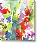 Abstract Burst Of Flowers  Multicolor Splash Of Watercolor Iv Metal Print