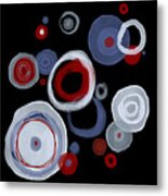 Abstract Circles In Red White And Blue At Night Metal Print