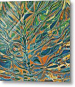 Abstract Copper And Teal Metal Print