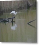 Abstract Egret Metal Print