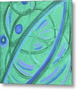 Abstract Green And Blue Spirals Metal Print
