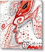 Abstract In Red And Grey Metal Print