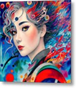 Abstract Japanese Girl Portrait - 1 Metal Print