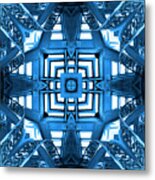 Abstract Stairs 5 In Blue Metal Print