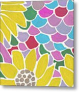 Abstract Sunflowers Metal Print
