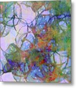 Abstract Trees Under The Sea Red And Blue Sky Metal Print