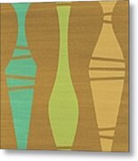 Abstract Vases On Brown Mixed Media Metal Print