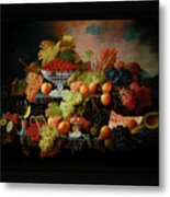 Abundance Of Fruit By Severin Roesen Old Masters Classical Fine Art Reproduction Metal Print