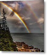 Acadia Double Rainbow Ii Metal Print