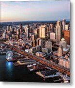Aerial Of Seattle Waterfront Metal Print