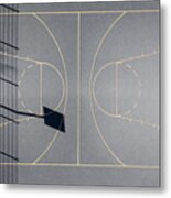 Aerial View Of A Outdoor Basketball Court. Drone View. Metal Print